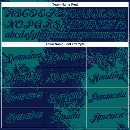 Custom Navy Teal 3D Pattern Design Abstract Brush Stroke Performance T-Shirt