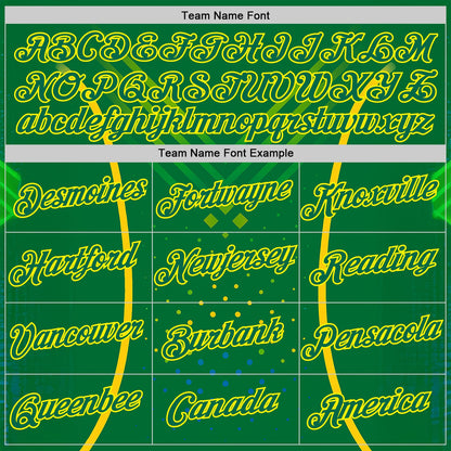Custom Green Kelly Green-Light Yellow 3D Pattern Design Brazil Jamaica Sportswear Performance T-Shirt