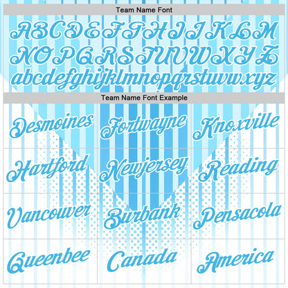 Custom Blue Sky Blue-White 3D Pattern Design Argentina Stripe Sportswear Performance T-Shirt