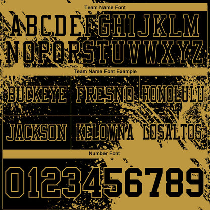 Custom Black Old Gold 3D Pattern Abstract Brush Stroke Authentic Football Jersey