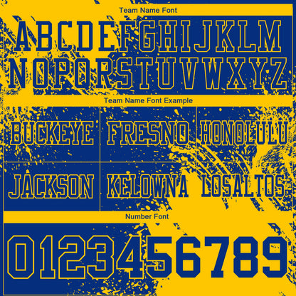 Custom Royal Yellow 3D Pattern Abstract Brush Stroke Authentic Football Jersey