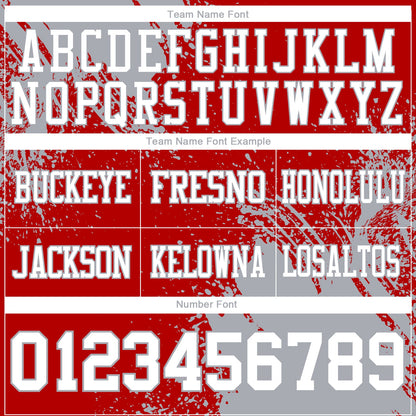 Custom Red White-Gray 3D Pattern Abstract Brush Stroke Authentic Football Jersey