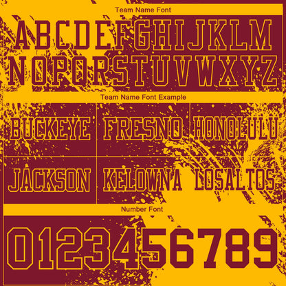 Custom Crimson Gold 3D Pattern Abstract Brush Stroke Authentic Football Jersey