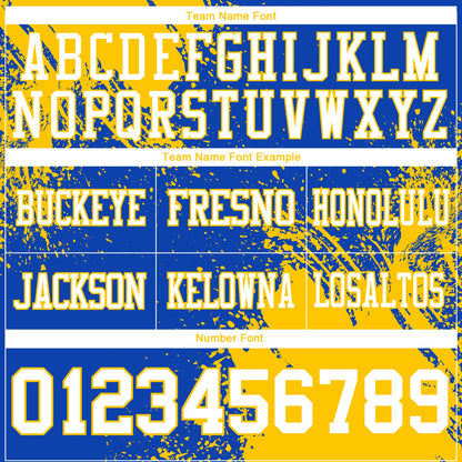 Custom Thunder Blue White-Yellow 3D Pattern Abstract Brush Stroke Authentic Football Jersey