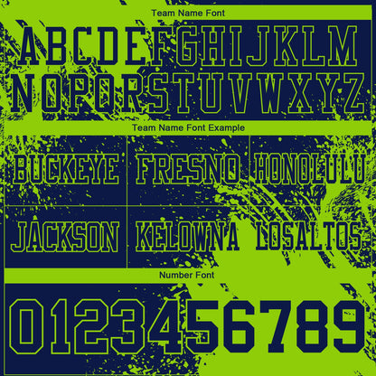 Custom Navy Neon Green 3D Pattern Abstract Brush Stroke Authentic Football Jersey