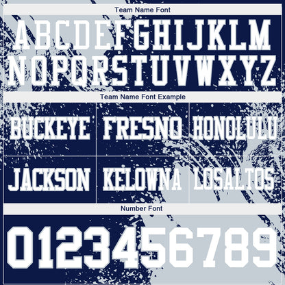 Custom Navy White-Silver 3D Pattern Abstract Brush Stroke Authentic Football Jersey