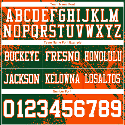 Custom Green White-Orange 3D Pattern Abstract Brush Stroke Authentic Football Jersey