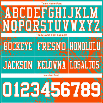 Custom Aqua White-Orange 3D Pattern Abstract Brush Stroke Authentic Football Jersey