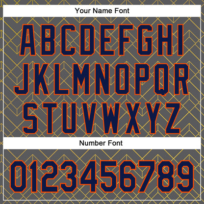 Custom Stitched Steel Gray Navy Gold-Orange 3D Pattern Design Line Geometric Shape Sports Pullover Sweatshirt Hoodie