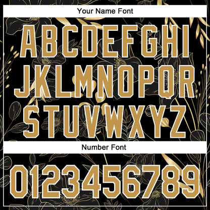 Custom Stitched Black Old Gold-White 3D Pattern Design Golden Subtle Floral Sports Pullover Sweatshirt Hoodie