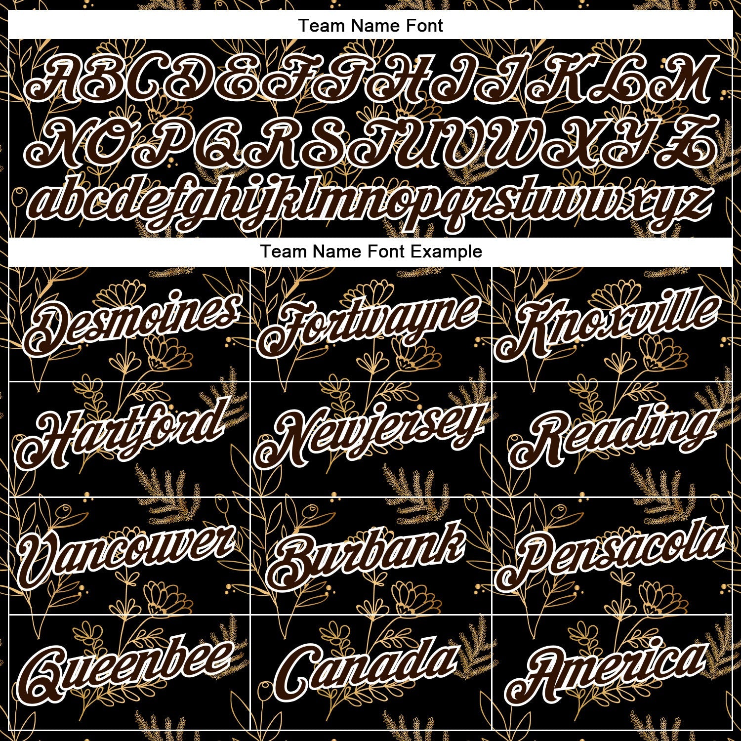 Custom Stitched Black Brown-White 3D Pattern Design Golden Subtle Floral Sports Pullover Sweatshirt Hoodie