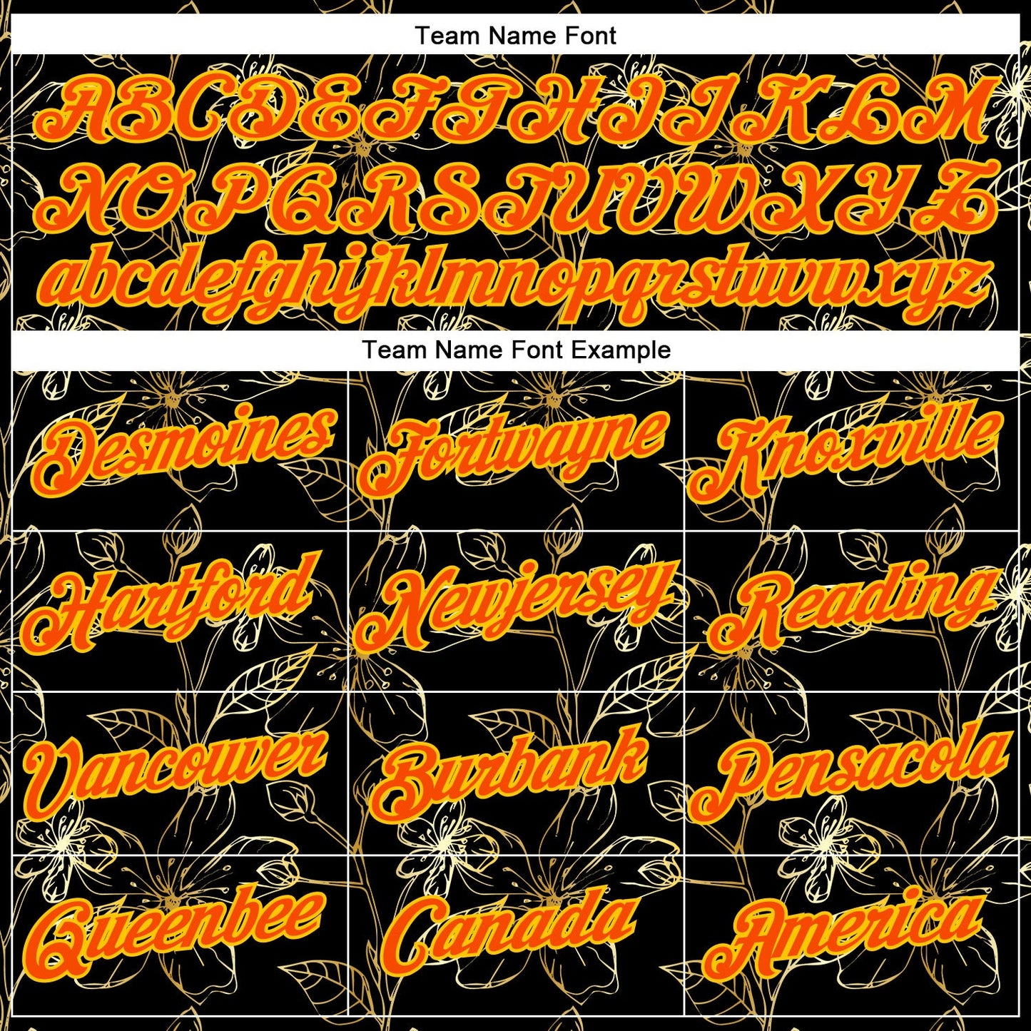 Custom Stitched Black Orange-Yellow 3D Pattern Design Golden Subtle Floral Sports Pullover Sweatshirt Hoodie