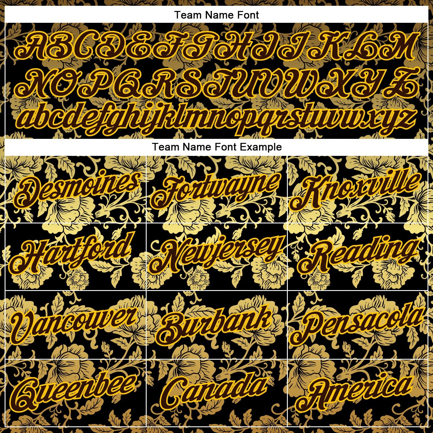 Custom Stitched Black Brown-Yellow 3D Pattern Design Golden Subtle Floral Sports Pullover Sweatshirt Hoodie