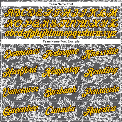Custom Stitched Steel Gray Yellow-Brown 3D Pattern Design Subtle Floral Sports Pullover Sweatshirt Hoodie