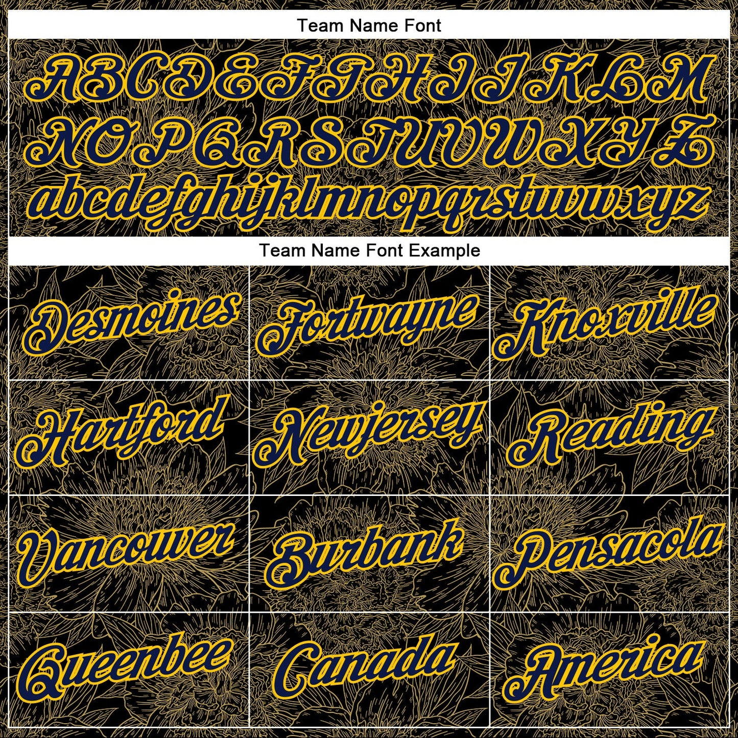 Custom Stitched Black Navy-Yellow 3D Pattern Design Golden Subtle Floral Sports Pullover Sweatshirt Hoodie