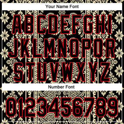 Custom Stitched Black Cream-Fire Red 3D Pattern Design Ethnic Paisley Floral Bandana Sports Pullover Sweatshirt Hoodie