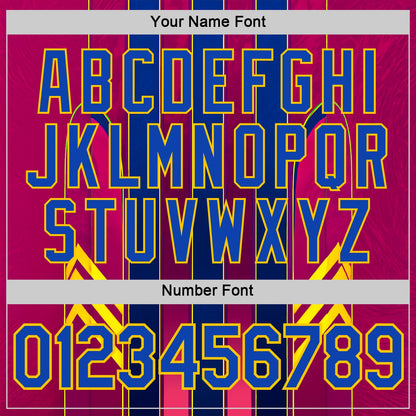 Custom Red Thunder Blue Blue-Yellow 3D Pattern Design Stripe Sportswear Performance T-Shirt