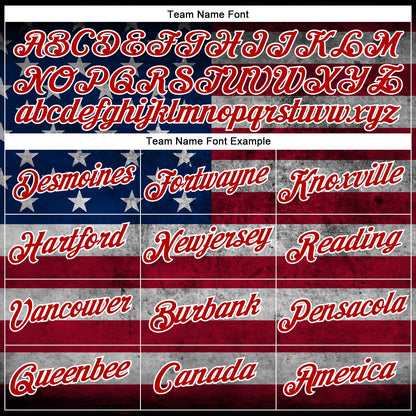 Custom Stitched Black Royal Red-White 3D American Flag Retro Distressed Grunge Sports Pullover Sweatshirt Hoodie