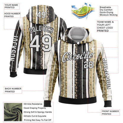 Custom White Black-Cream 3D Halloween Pumpkin Spooky Stripe Sports Pullover Sweatshirt Hoodie