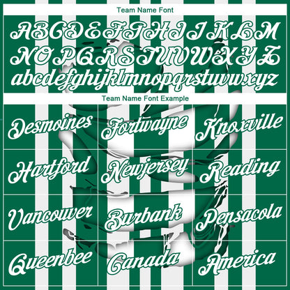 Custom Stitched Kelly Green White 3D Pattern Design Stripe Sports Pullover Sweatshirt Hoodie