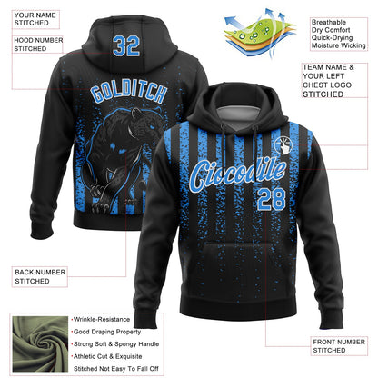 Custom Stitched Black Powder Blue-White 3D Pattern Design Animal Leopard Grunge Art Sports Pullover Sweatshirt Hoodie
