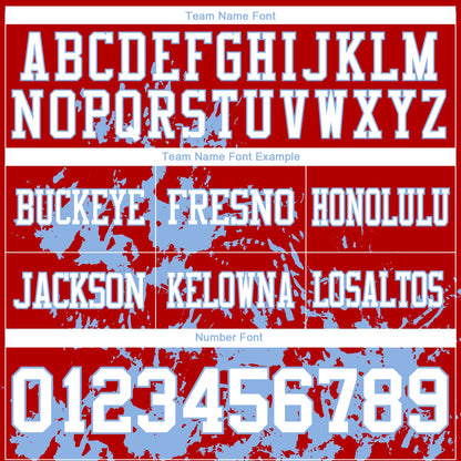 Custom Red White-Light Blue 3D Pattern Splash Authentic Football Jersey