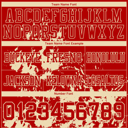 Custom Red Cream 3D Pattern Splash Authentic Football Jersey