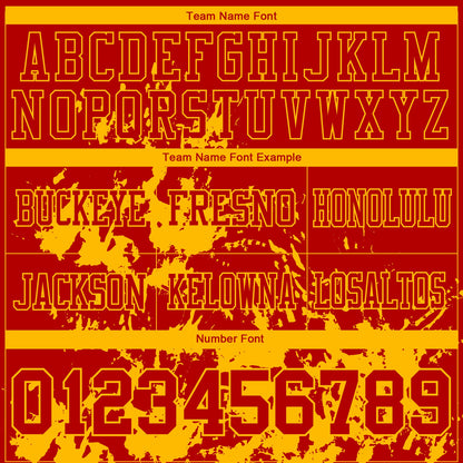 Custom Red Gold 3D Pattern Splash Authentic Football Jersey