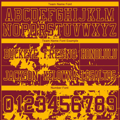 Custom Crimson Gold 3D Pattern Splash Authentic Football Jersey