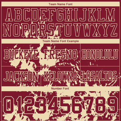 Custom Crimson Cream 3D Pattern Splash Authentic Football Jersey
