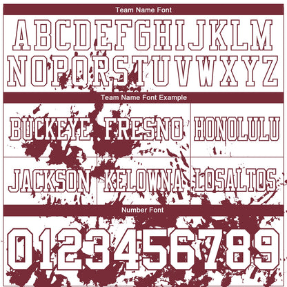Custom White Burgundy 3D Pattern Splash Authentic Football Jersey