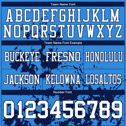 Custom Powder Blue White-Navy 3D Pattern Splash Authentic Football Jersey