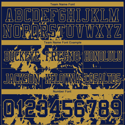 Custom Navy Old Gold 3D Pattern Splash Authentic Football Jersey