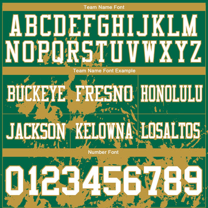 Custom Kelly Green White-Old Gold 3D Pattern Splash Authentic Football Jersey