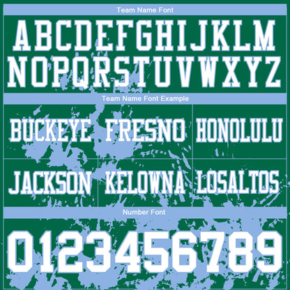 Custom Kelly Green White-Light Blue 3D Pattern Splash Authentic Football Jersey