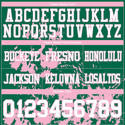 Custom Kelly Green White-Light Pink 3D Pattern Splash Authentic Football Jersey