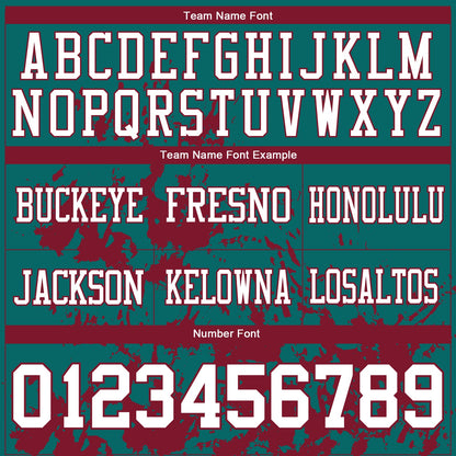 Custom Teal White-Crimson 3D Pattern Splash Authentic Football Jersey