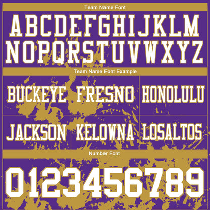 Custom Purple White-Old Gold 3D Pattern Splash Authentic Football Jersey