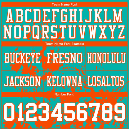 Custom Aqua White-Orange 3D Pattern Splash Authentic Football Jersey