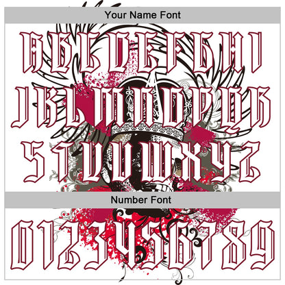 Custom White Black-Crimson 3D Skull Gothic Emperor Royalty Sports Pullover Sweatshirt Hoodie
