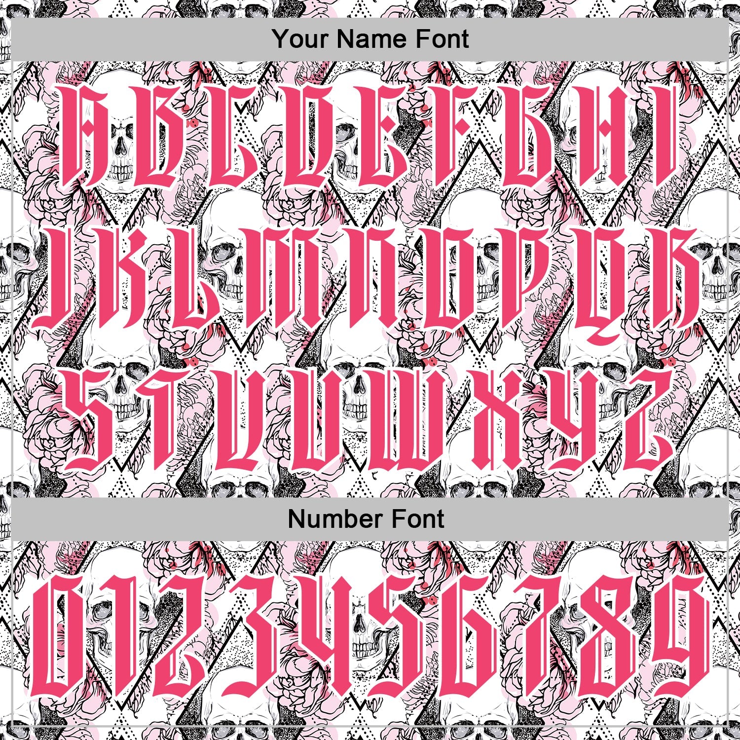 Custom White Neon Pink-Black 3D Skull Roses Gothic Geometric Diamond Grid Sports Pullover Sweatshirt Hoodie