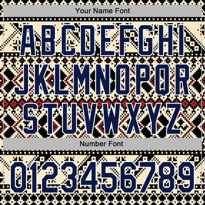 Custom Stitched Cream Navy Black-White 3D Pattern Design Tribal Ethnic Native American Sports Pullover Sweatshirt Hoodie