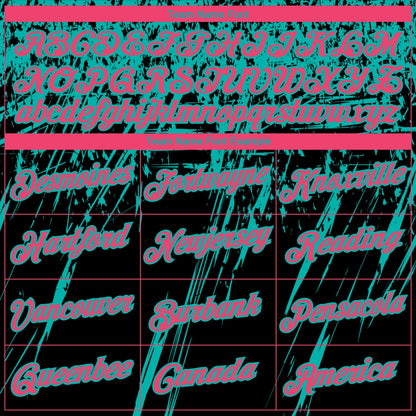 Custom Stitched Black Neon Pink-Aqua 3D Pattern Design Splash Grunge Art Sports Pullover Sweatshirt Hoodie