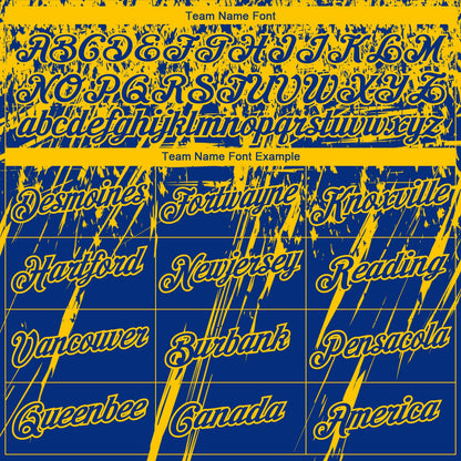 Custom Stitched Royal Yellow 3D Pattern Design Splash Grunge Art Sports Pullover Sweatshirt Hoodie