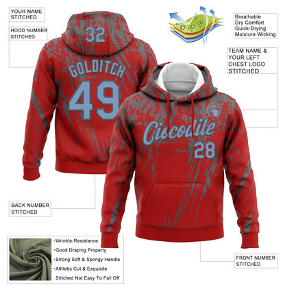 Custom Stitched Red Light Blue-Steel Gray 3D Pattern Design Splash Grunge Art Sports Pullover Sweatshirt Hoodie