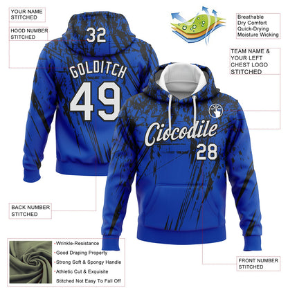 Custom Stitched Thunder Blue White-Black 3D Pattern Design Splash Grunge Art Sports Pullover Sweatshirt Hoodie