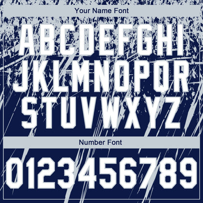 Custom Stitched Navy White-Silver 3D Pattern Design Splash Grunge Art Sports Pullover Sweatshirt Hoodie