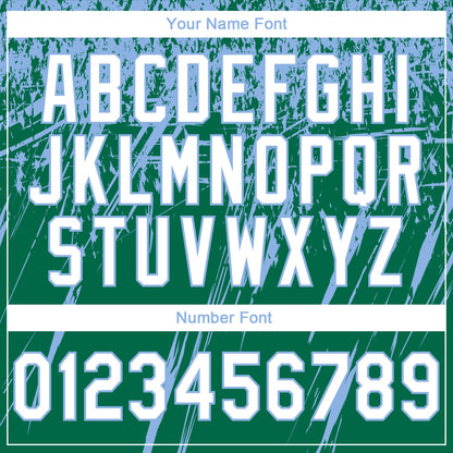 Custom Stitched Kelly Green White-Light Blue 3D Pattern Design Splash Grunge Art Sports Pullover Sweatshirt Hoodie