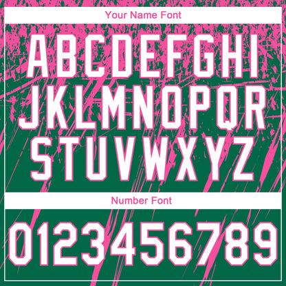 Custom Stitched Kelly Green White-Pink 3D Pattern Design Splash Grunge Art Sports Pullover Sweatshirt Hoodie