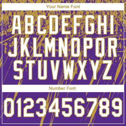 Custom Stitched Purple White-Old Gold 3D Pattern Design Splash Grunge Art Sports Pullover Sweatshirt Hoodie